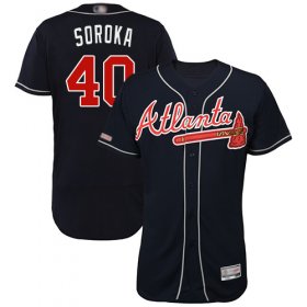 Wholesale Cheap Braves #40 Mike Soroka Navy Blue Flexbase Authentic Collection Stitched MLB Jersey