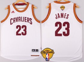 Wholesale Cheap Men\'s Cleveland Cavaliers #23 LeBron James 2017 The NBA Finals Patch White Jersey