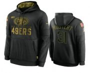 Wholesale Cheap Men's San Francisco 49ers #31 Raheem Mostert Black 2020 Salute To Service Sideline Performance Pullover Hoodie