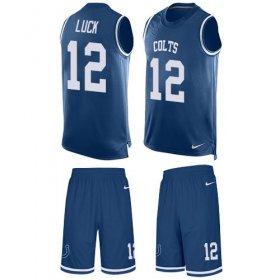 Wholesale Cheap Nike Colts #12 Andrew Luck Royal Blue Team Color Men\'s Stitched NFL Limited Tank Top Suit Jersey