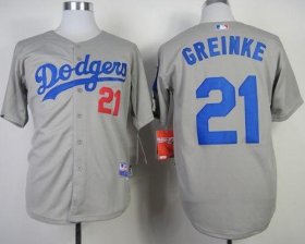 Wholesale Cheap Dodgers #21 Zack Greinke Grey Cool Base Stitched MLB Jersey