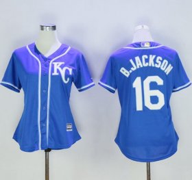 Wholesale Cheap Royals #16 Bo Jackson Blue Women\'s Alternate 2 Stitched MLB Jersey