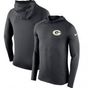 Wholesale Cheap Men's Green Bay Packers Nike Charcoal Stadium Touch Hooded Performance Long Sleeve T-Shirt