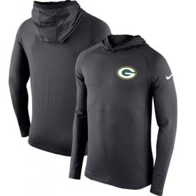 Wholesale Cheap Men\'s Green Bay Packers Nike Charcoal Stadium Touch Hooded Performance Long Sleeve T-Shirt