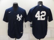 Wholesale Cheap Men's New York Yankees #42 Mariano Rivera No Name Navy Blue Stitched MLB Cool Base Nike Jersey