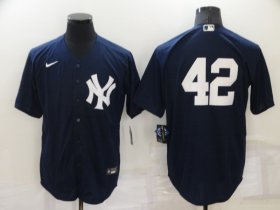 Wholesale Cheap Men\'s New York Yankees #42 Mariano Rivera No Name Navy Blue Stitched MLB Cool Base Nike Jersey