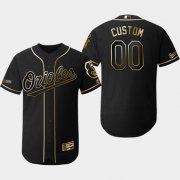 Wholesale Cheap Men's Baltimore Orioles Customized Black Gold Flexbase Jersey