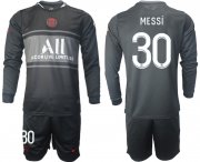 Wholesale Cheap Men 2021-2022 ClubParis Saint-GermainSecond away black Long Sleeve 30 Soccer Jersey