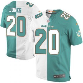 Wholesale Cheap Nike Dolphins #20 Reshad Jones Aqua Green/White Men\'s Stitched NFL Elite Split Jersey