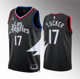 Men\'s Los Angeles Clippers #17 P.j. Tucker Black Statement Edition Stitched Jersey