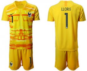 Wholesale Cheap France 1 LLORIS Yellow Goalkeeper UEFA Euro 2020 Soccer Jersey