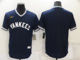 Wholesale Cheap Men's New York Yankees Blank Navy Blue Cooperstown Collection Stitched MLB Throwback Jersey