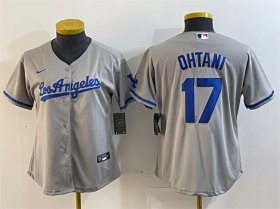 Cheap Women\'s Los Angeles Dodgers #17 Shohei Ohtani Gray Stitched Jersey(Run Small)