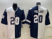 Wholesale Cheap Men's Dallas Cowboys #20 Tony Pollard Navy White Split Vapor Untouchable Limited Stitched Jersey