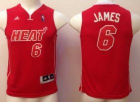 Cheap Miami Heat #6 LeBron James Red Big Color Kids Jersey