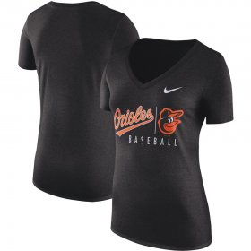 Wholesale Cheap Baltimore Orioles Nike Women\'s Practice Tri-Blend V-Neck T-Shirt Black