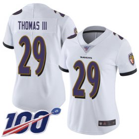 Wholesale Cheap Nike Ravens #29 Earl Thomas III White Women\'s Stitched NFL 100th Season Vapor Limited Jersey