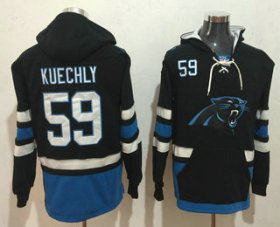Wholesale Cheap Men\'s Carolina Panthers #59 Luke Kuechly NEW Black Pocket Stitched NFL Pullover Hoodie