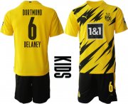 Wholesale Cheap Youth 2020-2021 club Dortmund home yellow 6 Soccer Jerseys