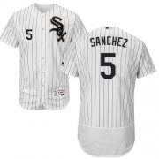 Wholesale Cheap White Sox #5 Yolmer Sanchez White(Black Strip) Flexbase Authentic Collection Stitched MLB Jersey