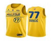 Wholesale Cheap Men's 2021 All-Star #77 Luka Doncic Yellow Western Conference Stitched NBA Jersey