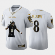 Cheap Baltimore Ravens #8 Lamar Jackson Nike Team Hero 7 Vapor Limited NFL 100 Jersey White Golden