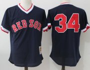 Wholesale Cheap Mitchell And Ness Red Sox #34 David Ortiz Dark Blue Throwback Stitched MLB Jersey