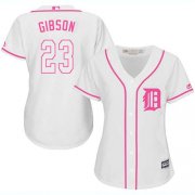 Wholesale Cheap Tigers #23 Kirk Gibson White/Pink Fashion Women's Stitched MLB Jersey