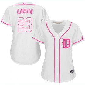 Wholesale Cheap Tigers #23 Kirk Gibson White/Pink Fashion Women\'s Stitched MLB Jersey