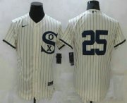 Wholesale Cheap Men's chicago white sox #25 andrew vaughn 2021 cream navy field of dreams flex base stitched jersey