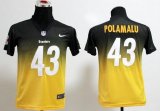 Wholesale Cheap Nike Steelers #43 Troy Polamalu Black/Gold Youth Stitched NFL Elite Fadeaway Fashion Jersey