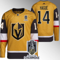 Wholesale Cheap Men's Vegas Golden Knights #14 Nicolas Hague Gold 2023 Stanley Cup Champions Stitched Jersey