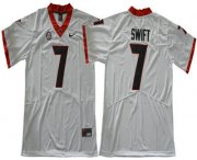 Wholesale Cheap Men's Georgia Bulldogs #7 D'Andre Swift White Limited 2017 College Football Stitched Nike NCAA Jersey