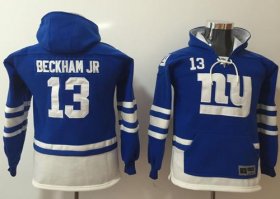 Wholesale Cheap Nike Giants #13 Odell Beckham Jr Royal Blue/White Youth Name & Number Pullover NFL Hoodie