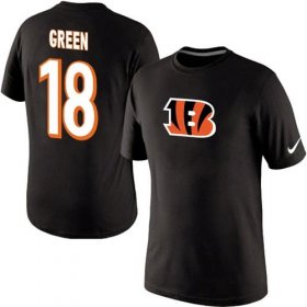Wholesale Cheap Nike Cincinnati Bengals #18 A.J. Green Name & Number NFL T-Shirt Black