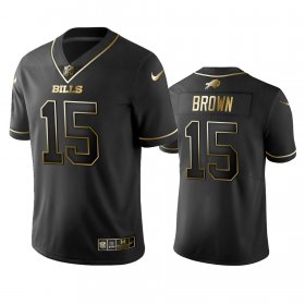 Wholesale Cheap Nike Bills #15 John Brown Black Golden Limited Edition Stitched NFL Jersey