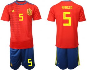Wholesale Cheap Spain #5 Sergio Home Soccer Country Jersey