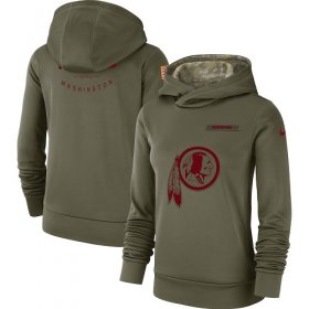 Wholesale Cheap Women\'s Washington Redskins Nike Olive Salute to Service Sideline Therma Performance Pullover Hoodie