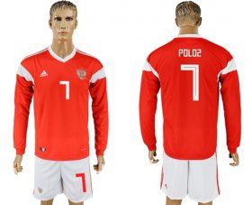 Wholesale Cheap Russia #7 Poloz Red Home Long Sleeves Soccer Country Jersey
