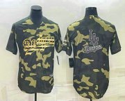 Cheap Men's Los Angeles Dodgers Olive Team Big Logo Cool Base Stitched Baseball Jersey