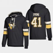 Wholesale Cheap Pittsburgh Penguins #41 Daniel Sprong Black adidas Lace-Up Pullover Hoodie