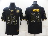 Wholesale Cheap Men's Las Vegas Raiders #94 Carl Nassib Black Golden Edition 60th Patch Stitched Nike Limited Jersey
