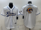 Wholesale Cheap Men's Los Angeles Rams White Team Big Logo With Patch Cool Base Stitched Baseball Jersey