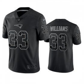 Wholesale Cheap Men\'s New England Patriots #33 Joejuan Williams Black Reflective Limited Stitched Football Jersey