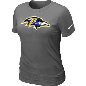 Wholesale Cheap Women\'s Nike Baltimore Ravens Logo NFL T-Shirt Dark Grey