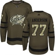 Wholesale Cheap Adidas Blue Jackets #77 Josh Anderson Green Salute to Service Stitched NHL Jersey