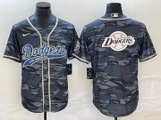 Wholesale Cheap Men's Los Angeles Dodgers Gray Camo Team Big Logo Cool Base With Patch Stitched Baseball Jersey
