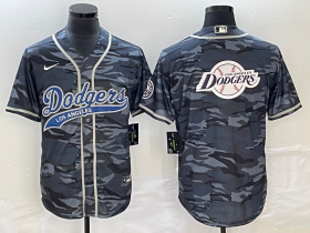 Wholesale Cheap Men\'s Los Angeles Dodgers Gray Camo Team Big Logo Cool Base With Patch Stitched Baseball Jersey