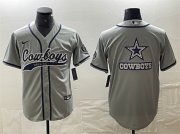 Cheap Men's Dallas Cowboys Gray Team Big Logo With Patch Cool Base Stitched Baseball Jersey