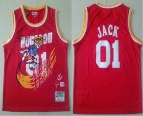 Wholesale Cheap Travis Scott X Br X Mn Houston Rockets #01 Jack Red Basketball Swingman Stitched Throwback Jersey